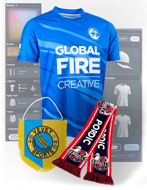 Accueil - - Besoin de merchandising ou de produits de sport personnalisés ?Notre équipe de graphistes transforme vos idées en un design unique et professionnel — entièrement gratuit.Que ce soit pour un club, une équipe ou une entreprise, nous créons un style qui vous correspond : maillots, écharpes et bien plus encore. - - 1
